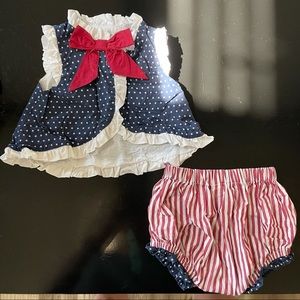 Baby Girl Lil Cactus 4th of July Outfit - Size 3-6m